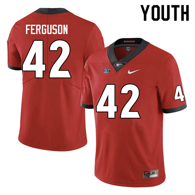 Georgia Bulldogs Youth Tauheed Ferguson #42 Red Anniversary Stitched College UGA Football Jersey 23YA014EV